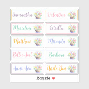 Guest List 10 Names Calligraphy Pastel Bouquet