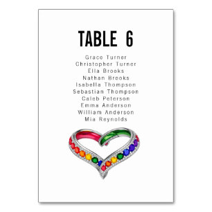 Guest list both sides Intertwined in Pride  Table Number