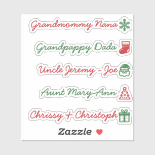 Guest List Cute Christmas Symbols Red and Green