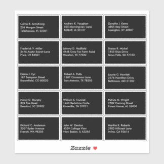 Guest List Name Address Custom Black White