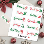 Guest List Names Cute Christmas Symbols Red Green<br><div class="desc">Elevate any occasion with our stunning design featuring two unique tiny christmas symbols personalised with your names. Ideal for christmas parties,  birthday parties,  and beyond! Effortlessly customise these stickers with your names or text. - designed with ❤ by Zaubershirts -</div>