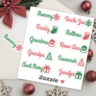 Guest List Names Cute Christmas Symbols Red Green