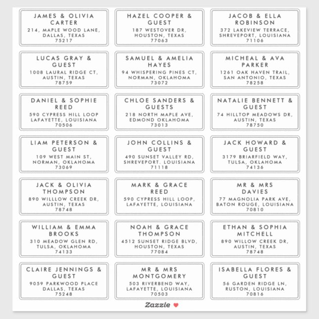 Guest Name Mailing Address Wedding Label Sticker (Sheet)