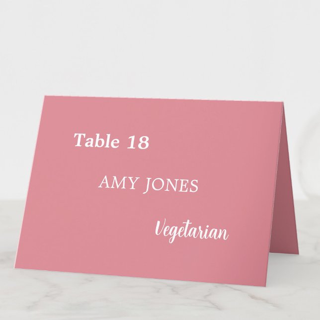 Guest Name Meal Choice Blush Pink Place Card (Creator Uploaded)