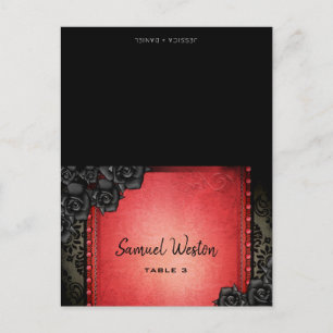 Guest Name Printed Place Card Red Gothic