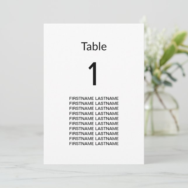 Guest Names Clean Simple Modern Table Card (Standing Front)