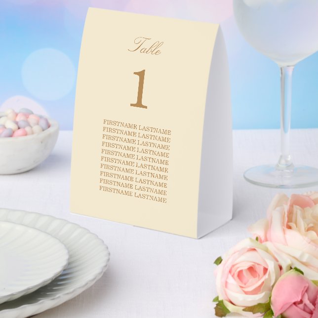 Guest Names Cream Beige Paper Table Tent (Insitu(Wedding))