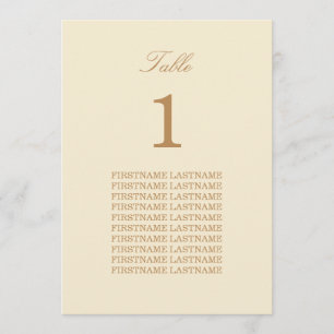 Guest Names Cream Beige Table Card