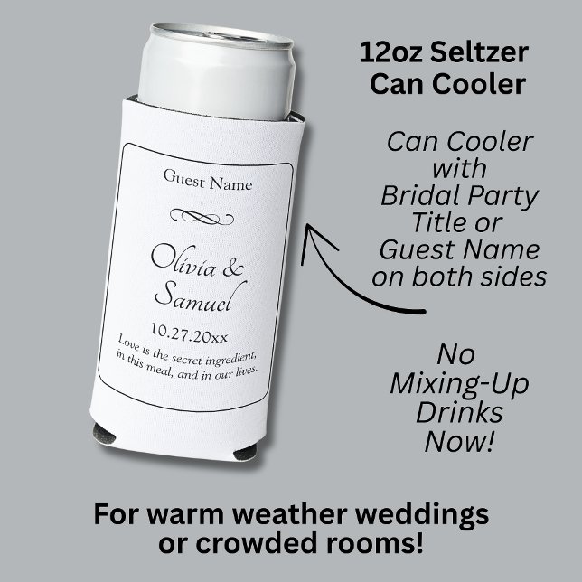 Guest Names Date Message Black White Infinity  Seltzer Can Cooler (Creator Uploaded)