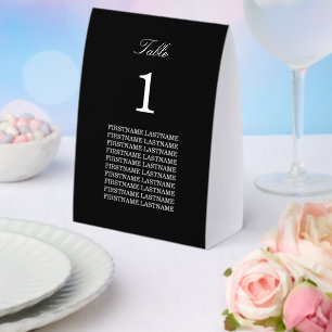Guest Names Elegant Black Paper Table Tent