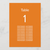 Guest Names Modern Bright Orange Table Card
