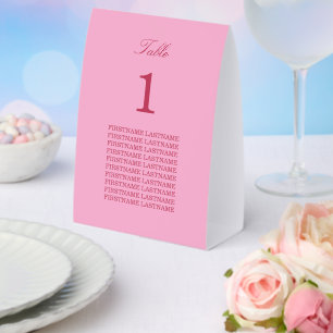 Guest Names Pink Magenta Paper Table Tent