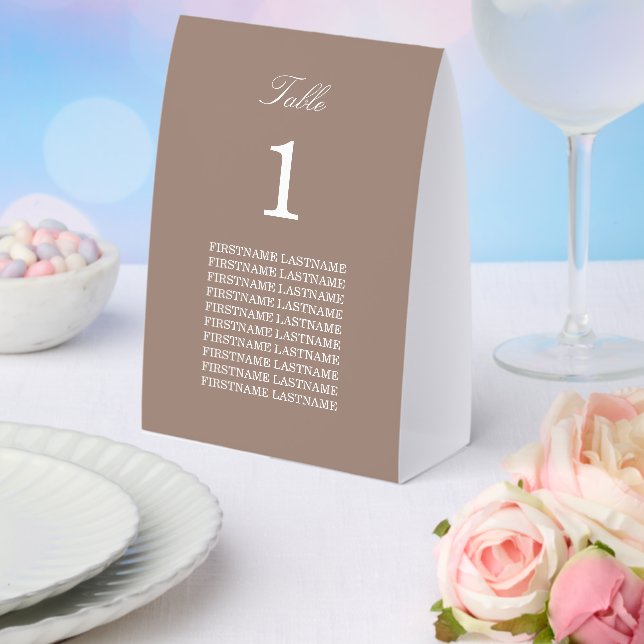 Guest Names Taupe Paper Table Tent (Insitu(Wedding))