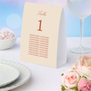 Guest Names Terracotta Script Paper Table Tent
