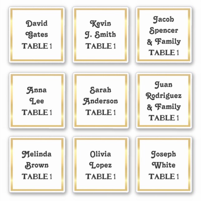 🕊️ Guest Names Wedding Table Number Sticker (Front)