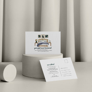 Guest Room Moved Boho Chic Bedroom Moving Address Announcement Postcard