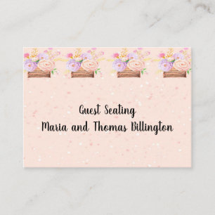 Guest Seating Card add Names Peach Flowers