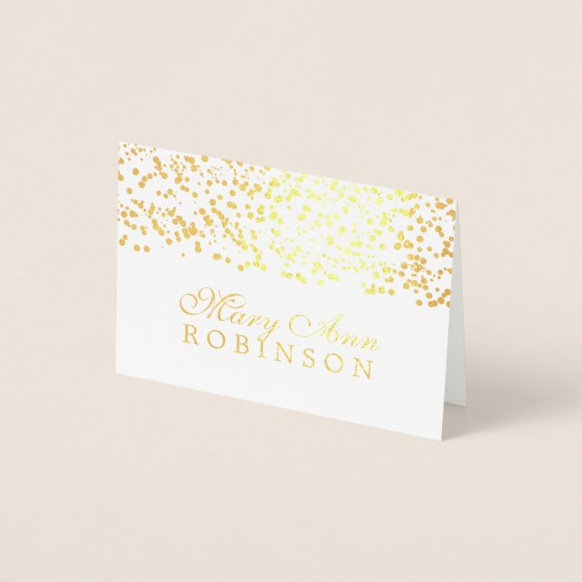 Guest Seating Place Card Gold Foil Confetti (Front)