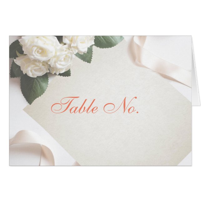 Guest Table Number Card Elegant White (Front Horizontal)