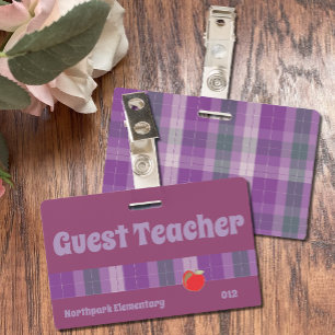 Guest teacher k-12 school purple badge ID badge