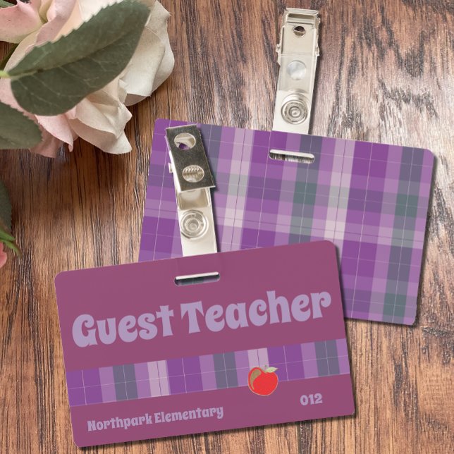 Guest teacher k-12 school purple badge ID badge (Creator Uploaded)