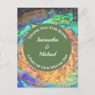 Guest Thank You Mosaic Neon Appreciation Wedding Postcard