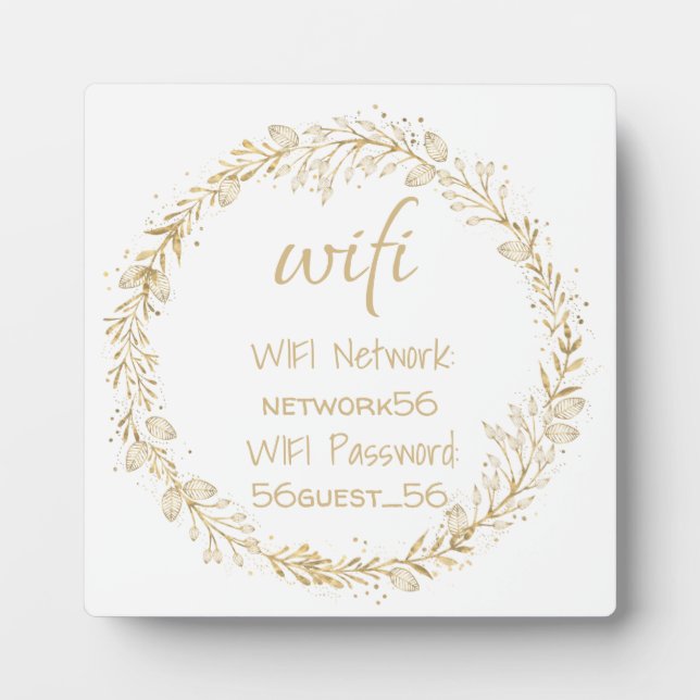 Guest Visitor WIFI information Password Gold Black Plaque (Front)
