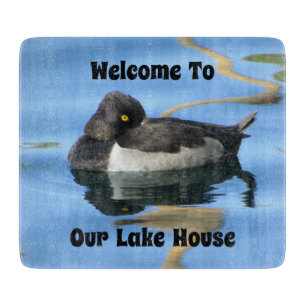 Guest Welcome Black White Duck Photo Lake House Cutting Board