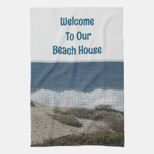 Guest Welcome Coastal Landscape Photo Beach House Tea Towel