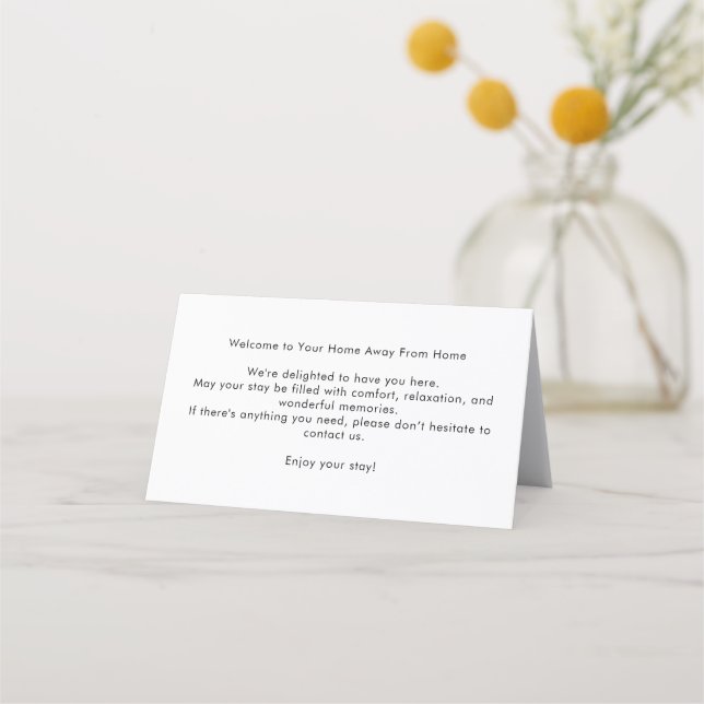 Guest welcome hotel room card (Front)