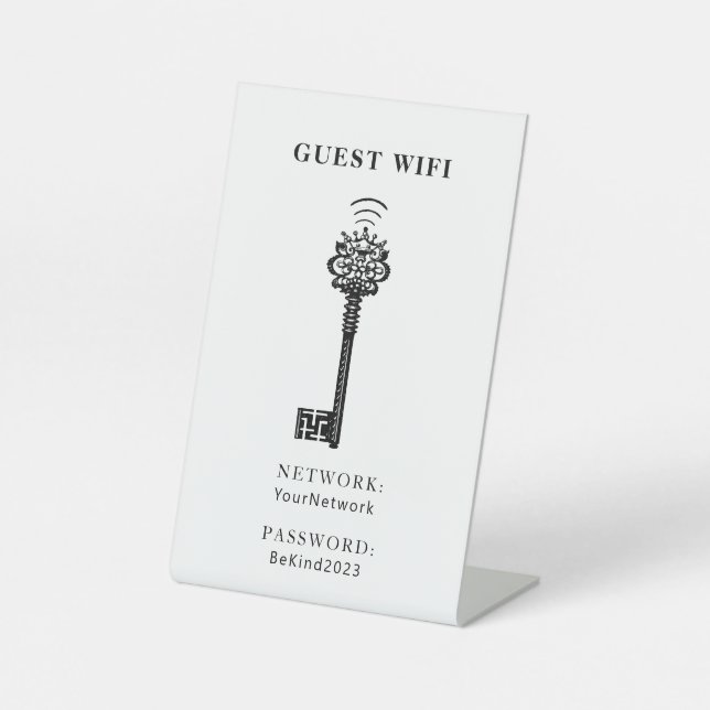 Guest Wifi Password and Network Personalised  Pedestal Sign (Front)