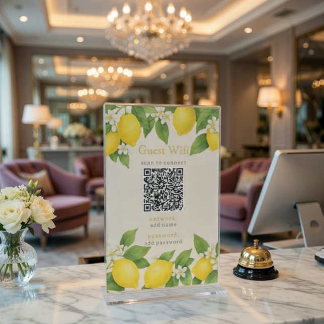 Guest WiFi Sign with QR Code Decorated with Lemons (Creator Uploaded)