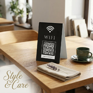 Guest WiFi Table Tent Sign Easy QR Scan Access