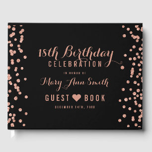 GuestBook 18th Birthday Rose Gold Glitter Confetti