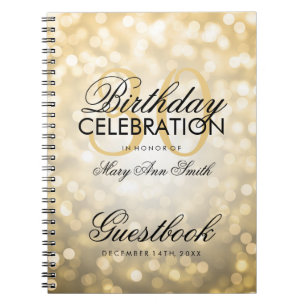 Guestbook 30th Birthday Party Gold Glitter Light Notebook
