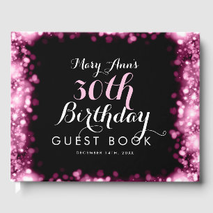 Guestbook 30th Birthday Pink Sparkling Lights