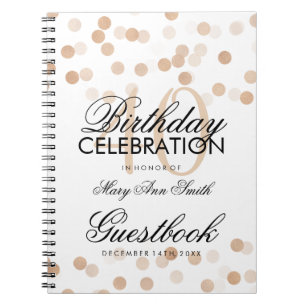 Guestbook 40th Birthday Copper Foil Glitter Lights Notebook