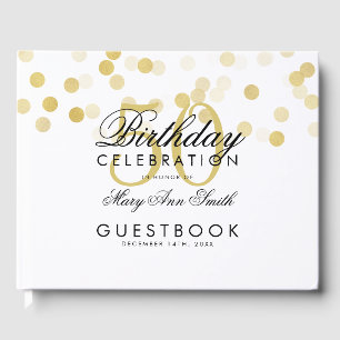 Guestbook 50th Birthday Gold Foil Glitter Lights