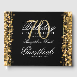 Guestbook 70th Birthday Party Sparkles Gold