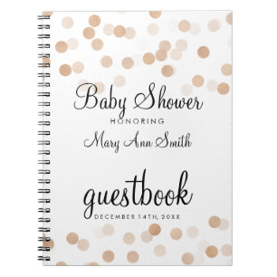 Guestbook Baby Shower Copper Foil Glitter Lights Notebook