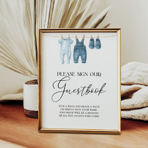 Guestbook Denim Blue Jean Baby Shower Sign