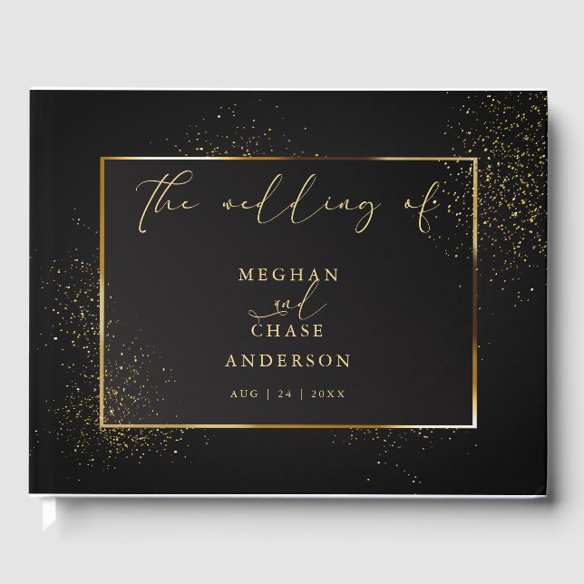 GUESTBOOK | Elegant Black and Gold Glitter (Front)