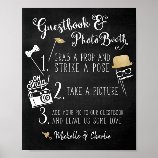 Guestbook Photo Booth Chalkboard Sign Zazzle Com Au