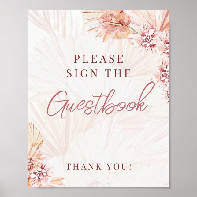Guestbook Sign Boho Blush Beige Bridal Baby Shower (Front)
