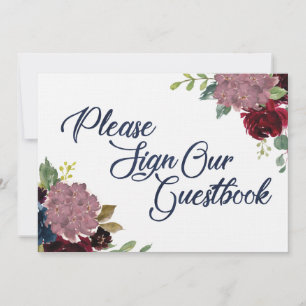 Guestbook Sign Navy Watercolor Font Invitation