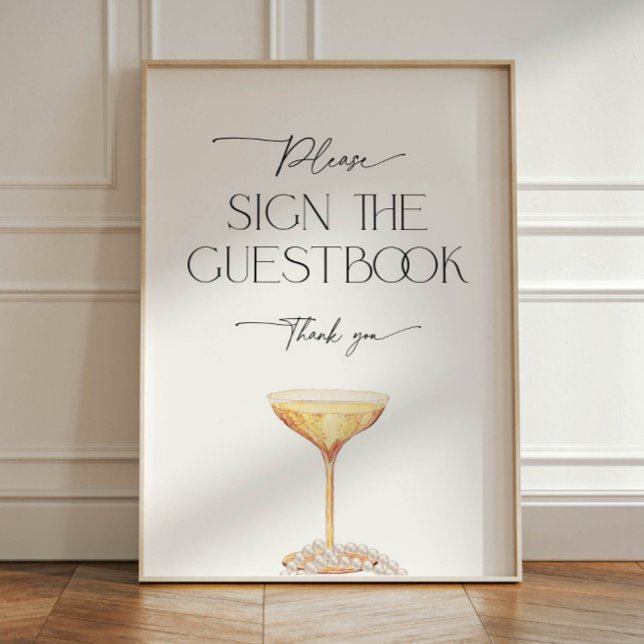 Guestbook Sign Pearls and Prosecco Pedestal Sign (Creator Uploaded)