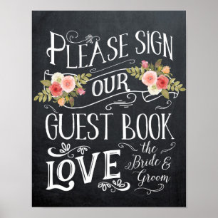 guestbook wedding sign typography floral