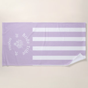 GUEST'S Bride Tribe Lilac Purple Striped Beach Towel