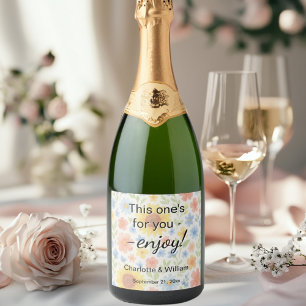 Guests favors sunflowers floral wedding sparkling wine label