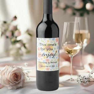 Guests favors sunflowers floral wedding wine label